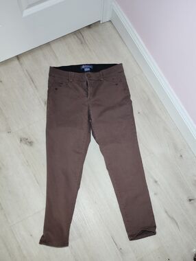 Democracy Dark Brown Casual Pants with Branded Button